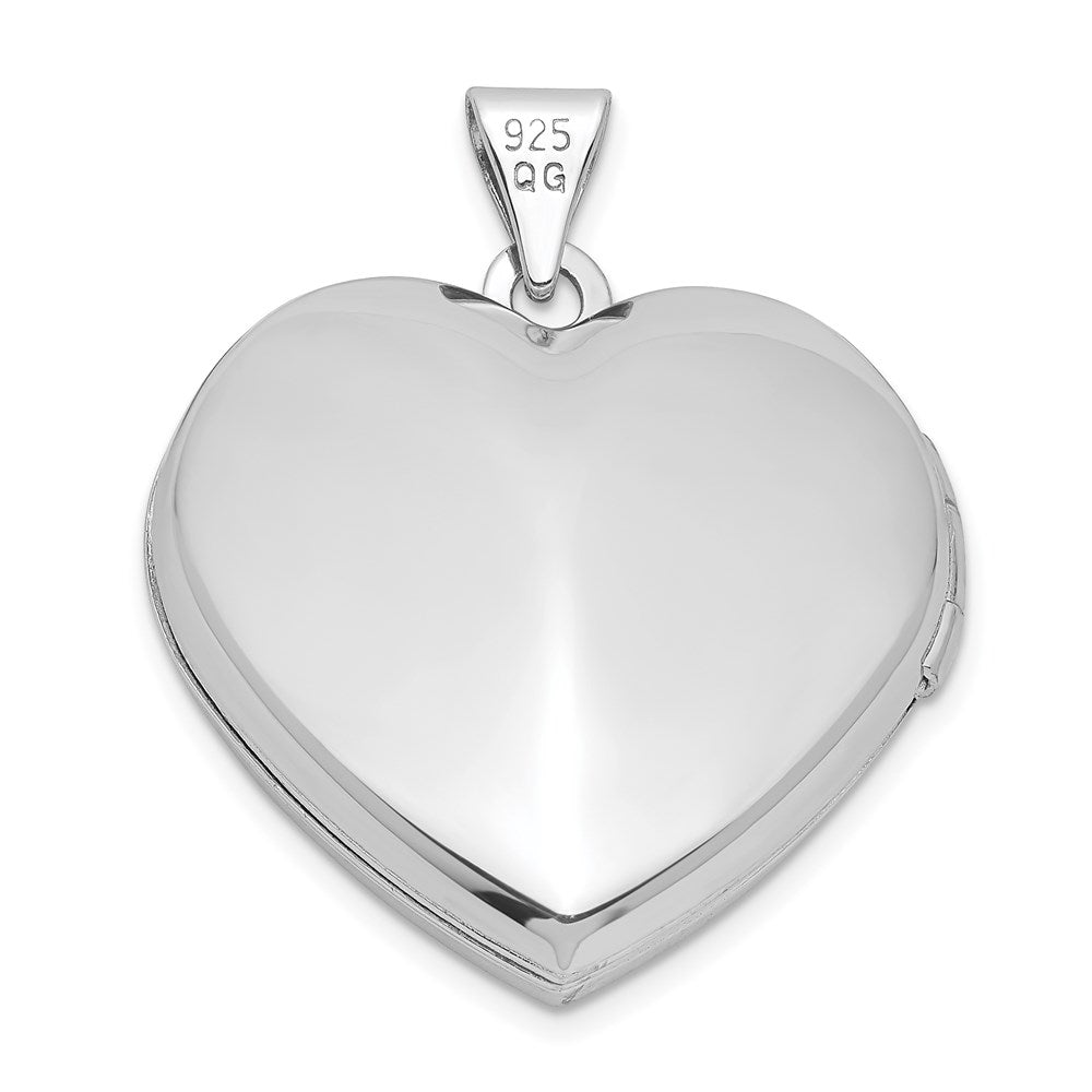 Sterling Silver Rhodium & Gold-plated w/ Key Charm Inside 21mm Heart Locket QLS603
