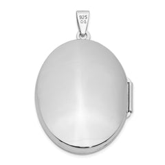Sterling Silver Rhodium-plated 31mm Oval Scroll Locket QLS607