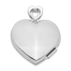 Sterling Silver Rhodium-plated 24mm w/ Diamond Vintage Heart Locket QLS610