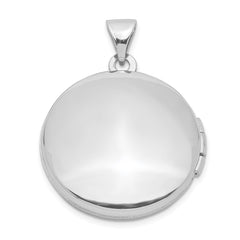 Sterling Silver Rhodium-plated 20mm Round Leaf Floral Locket QLS613