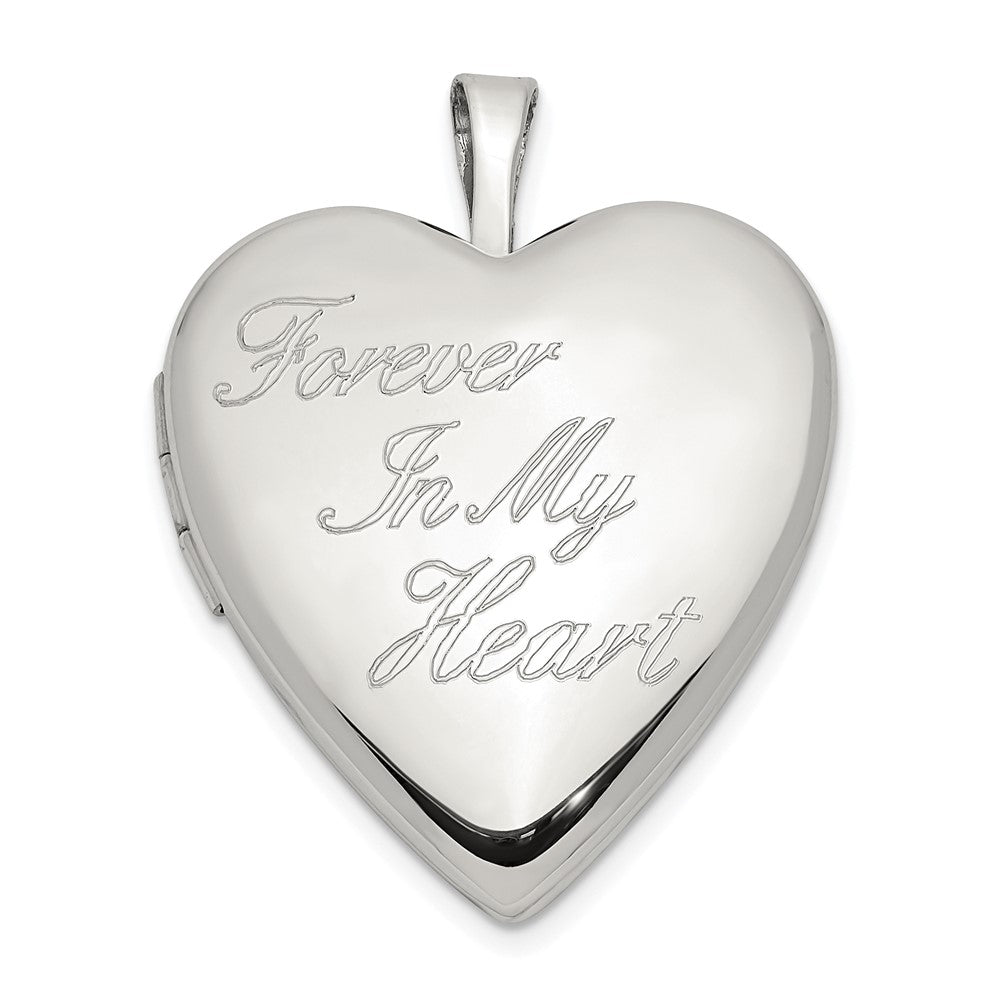 Sterling Silver Rhod-pltd 20mm FOREVER IN MY HEART Heart Locket QLS805