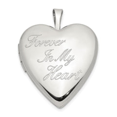 Sterling Silver Rhod-pltd 20mm FOREVER IN MY HEART Heart Locket QLS805