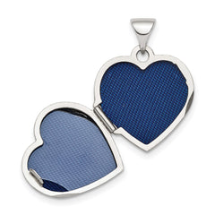 Sterling Silver Rhodium-plated Polished 15mm Heart Patterned Locket QLS809