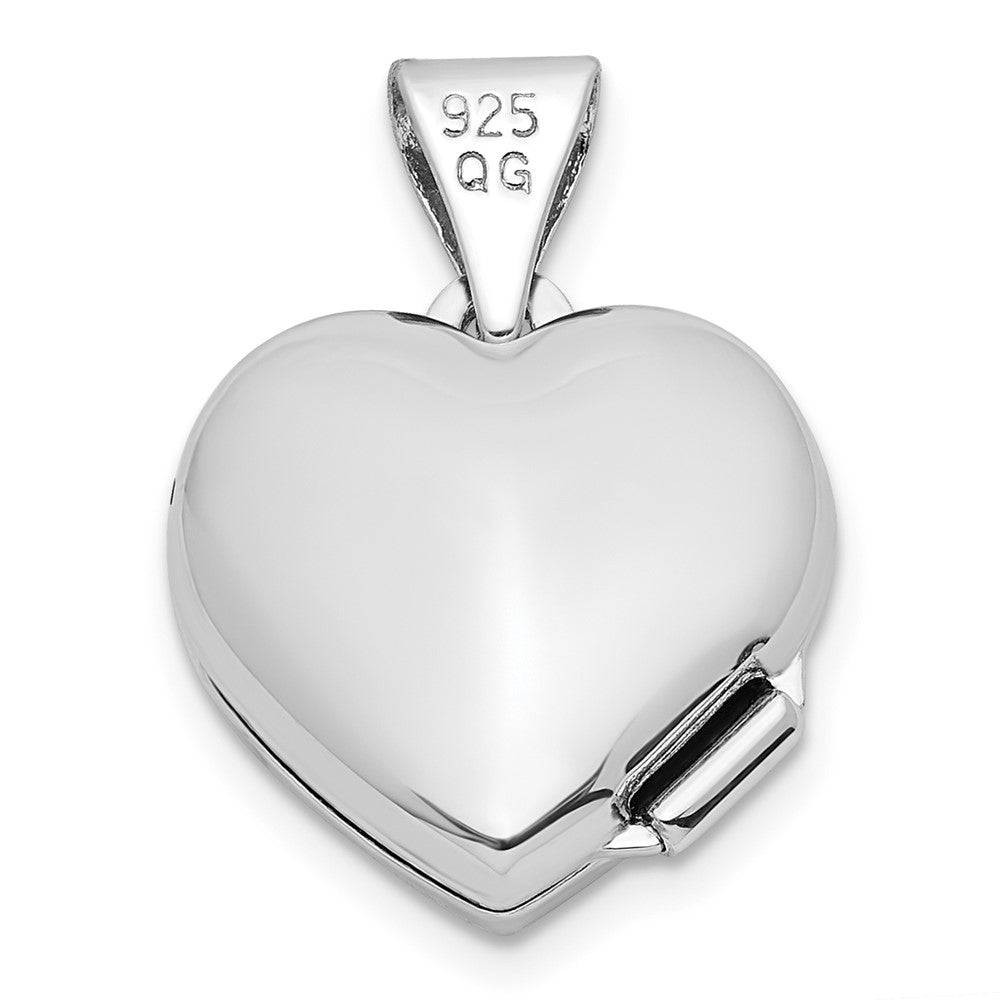Sterling Silver Rhodium-plated & Gold-tone Floral Mom Heart Locket QLS817