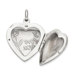 Sterling Silver I Love You Rose Heart Locket QLS819