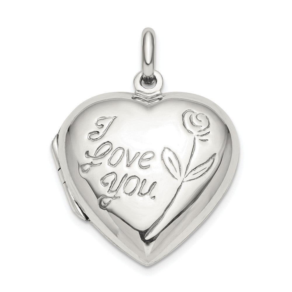 Sterling Silver I Love You Rose Heart Locket QLS819