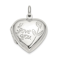 Sterling Silver I Love You Rose Heart Locket QLS819