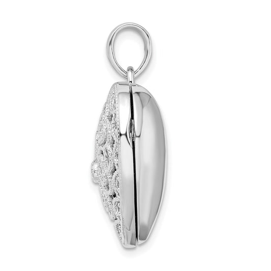 Sterling Silver Rhodium-plated Fancy CZ Heart Locket QLS822