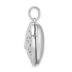 Sterling Silver Rhodium-plated Fancy CZ Heart Locket QLS822