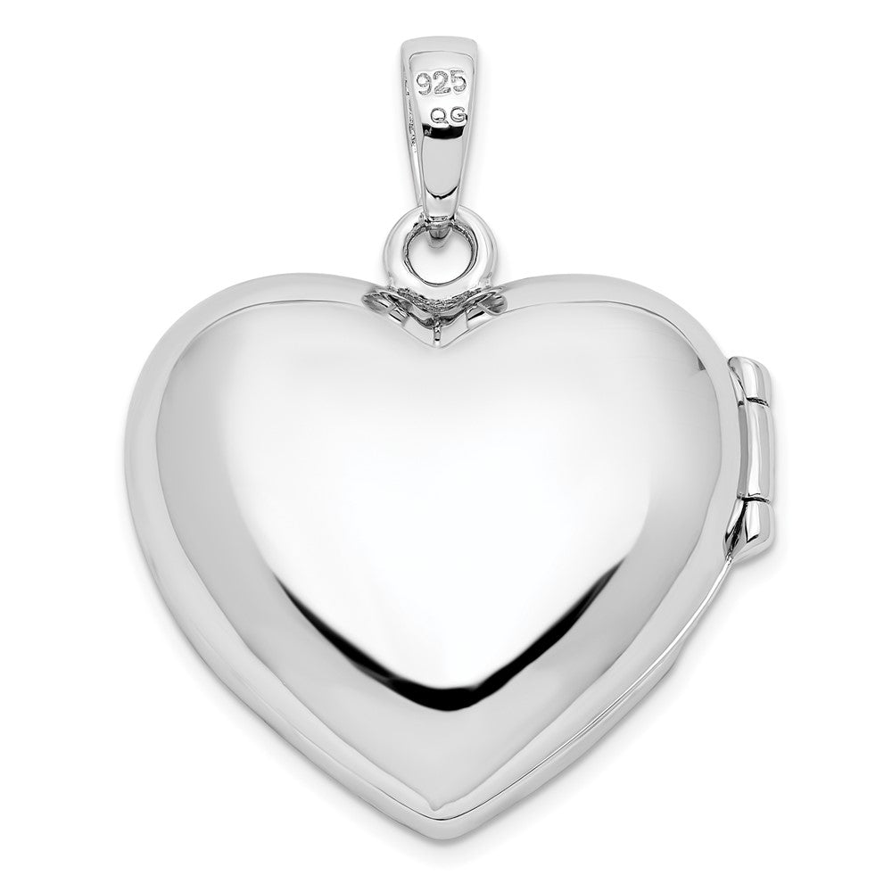 Sterling Silver Rhodium-plated Fancy CZ Heart Locket QLS822
