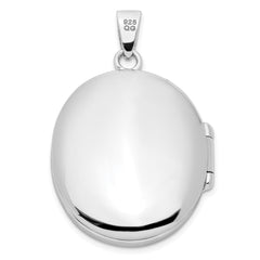 Sterling Silver Rhodium-plated Fancy CZ Oval Locket QLS836