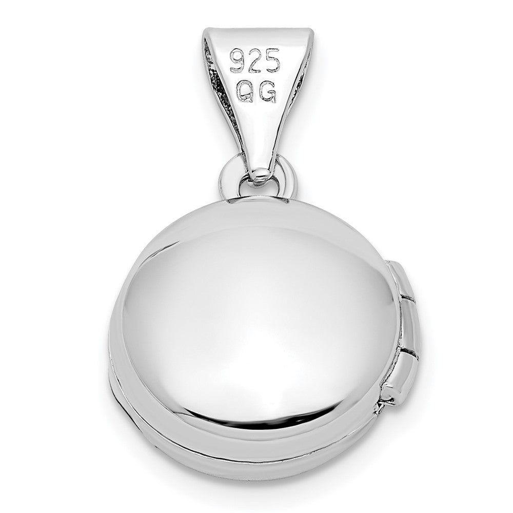Sterling Silver Rhodium-plated Polished Domed 10mm Round Locket QLS839