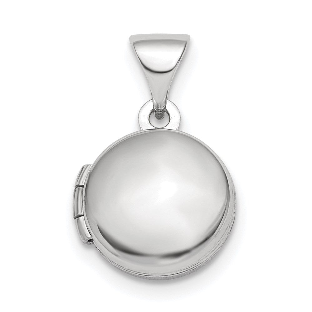 Sterling Silver Rhodium-plated Polished Domed 10mm Round Locket QLS839