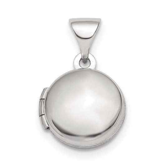 Sterling Silver Rhodium-plated Polished Domed 10mm Round Locket QLS839