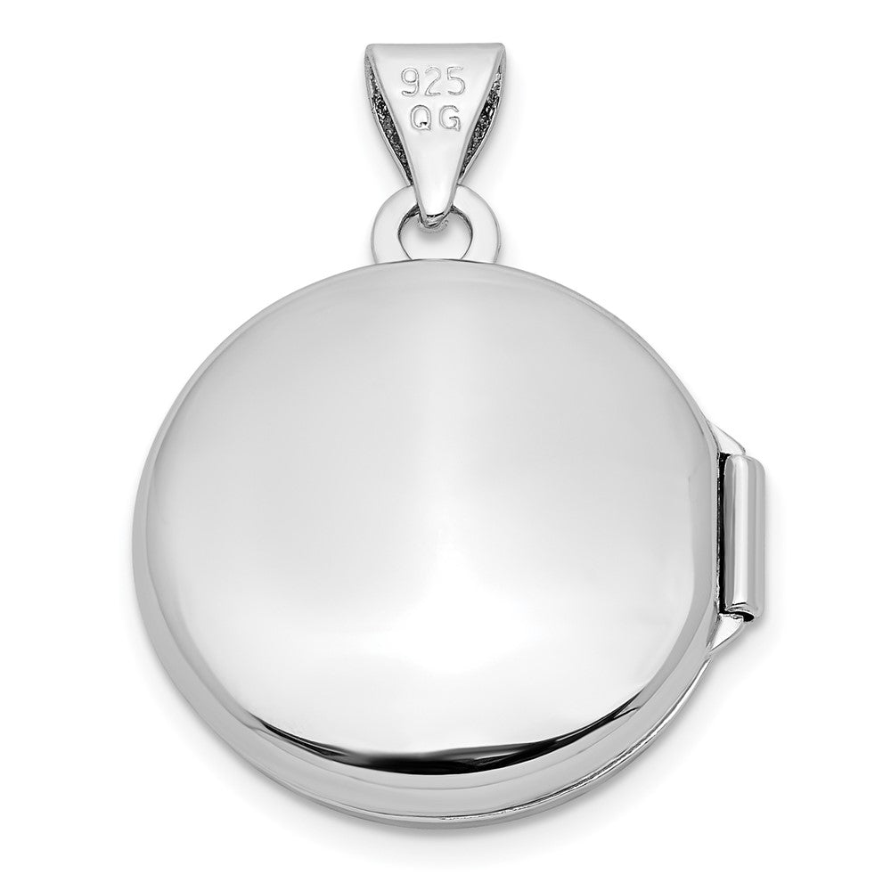 Sterling Silver Rhodium-plated Polished Domed 16mm Round Locket QLS840