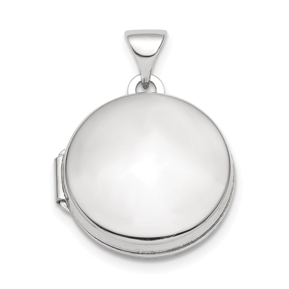Sterling Silver Rhodium-plated Polished Domed 16mm Round Locket QLS840
