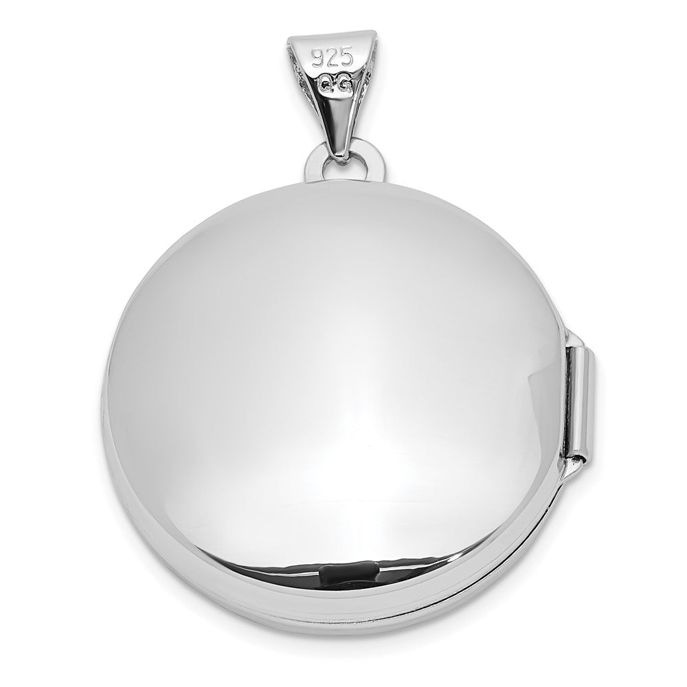 Sterling Silver Rhodium-plated Polished Domed 20mm Round Locket QLS841