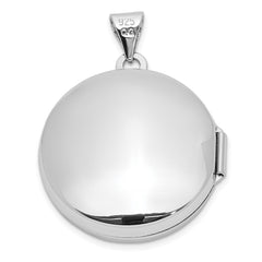 Sterling Silver Rhodium-plated Polished Domed 20mm Round Locket QLS841