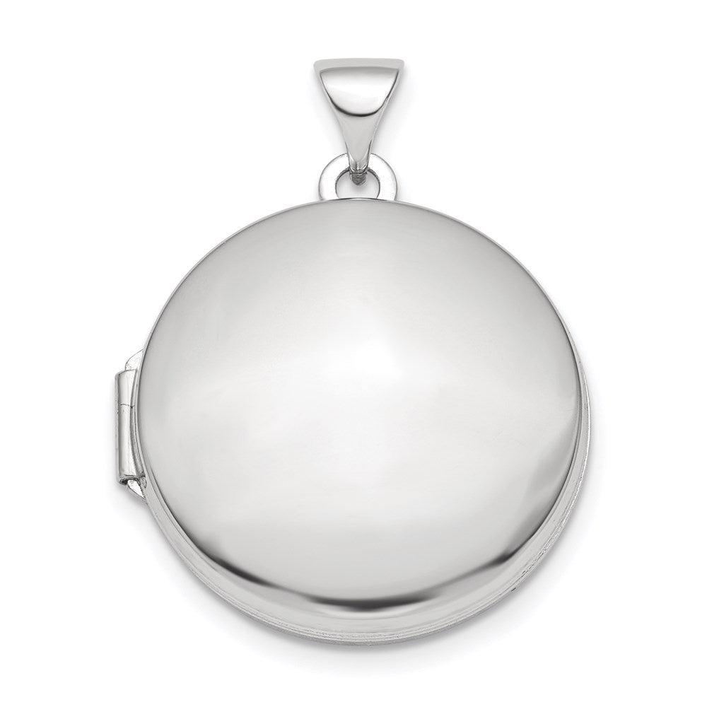 Sterling Silver Rhodium-plated Polished Domed 20mm Round Locket QLS841