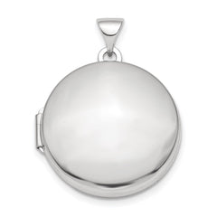 Sterling Silver Rhodium-plated Polished Domed 20mm Round Locket QLS841