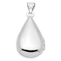 Sterling Silver Rhodium-plated Polished Diamond 21mm Teardrop Locket QLS843