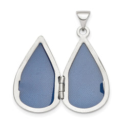 Sterling Silver Rhodium-plated Polished Diamond 21mm Teardrop Locket QLS843