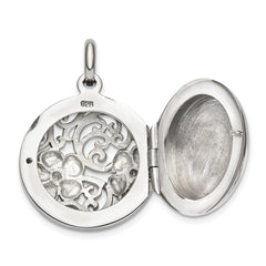 Sterling Silver Antiqued Filigree Floral Top 21mm Locket Pendant QLS848