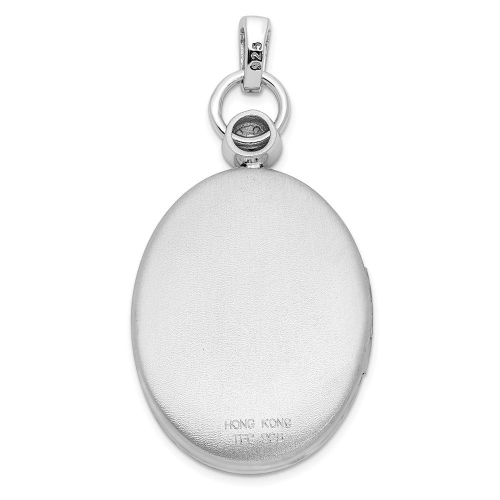 Sterling Silver Rhodium-plate 26mm Diamond Accented D/C Locket QLS853