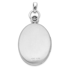 Sterling Silver Rhodium-plate 26mm Diamond Accented D/C Locket QLS853