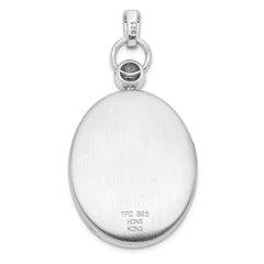 Sterling Silver Rhodium-plated 26mm Oval Diamond Accent Satin Locket QLS854