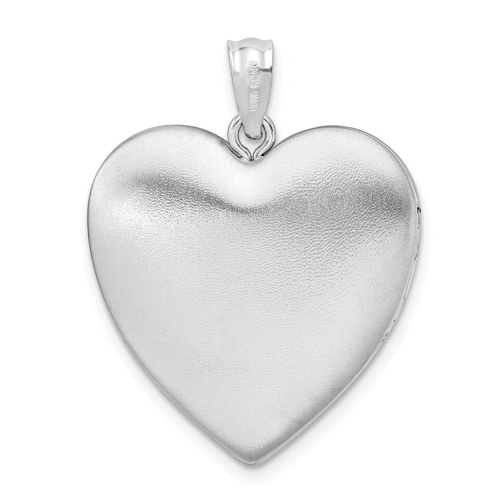 Sterling Silver Rhod-plated Satin/Pol Paw Prints Ash Holder Heart Locket QLS879