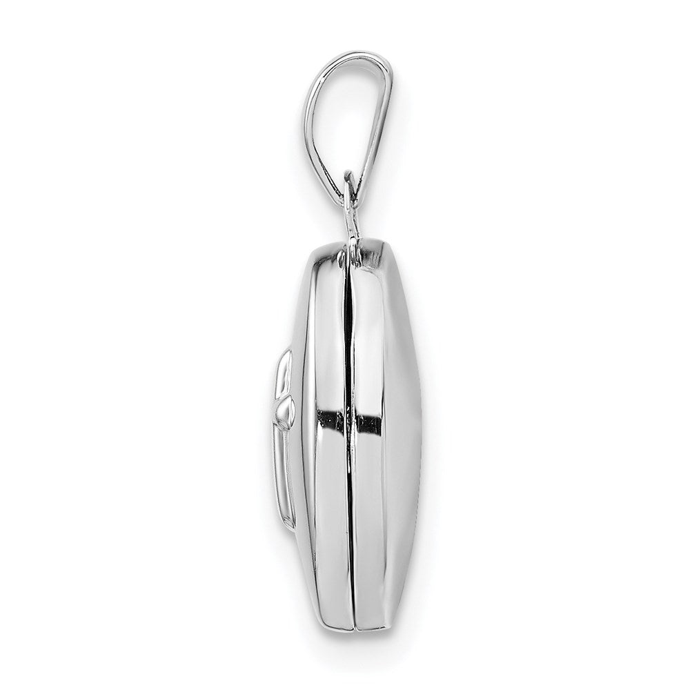 Sterling Silver Rhodium-plated Cross 16mm Oval Locket QLS886