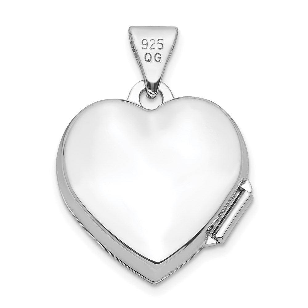 Sterling Silver Rhodium-plated Plain 15mm Heart Locket QLS89