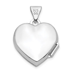 Sterling Silver Rhodium-plated Plain 15mm Heart Locket QLS89