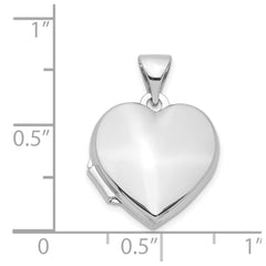 Sterling Silver Rhodium-plated Plain 15mm Heart Locket QLS89