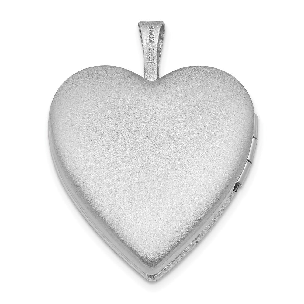 Sterling Silver Rhodium-plated 21mm Polished My Angel Heart Locket QLS893