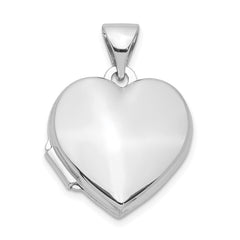 Sterling Silver Rhodium-plated Plain 15mm Heart Locket QLS89