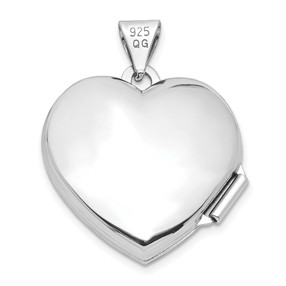 Sterling Silver Rhodium-plated Polished 18mm Heart Locket QLS90