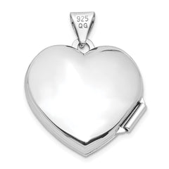 Sterling Silver Rhodium-plated Polished 18mm Heart Locket QLS90