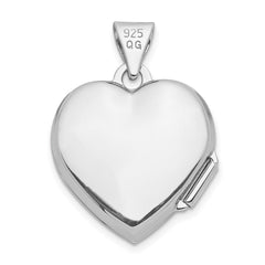 Sterling Silver Rhodium-plated 15mm Floral Heart Locket QLS905
