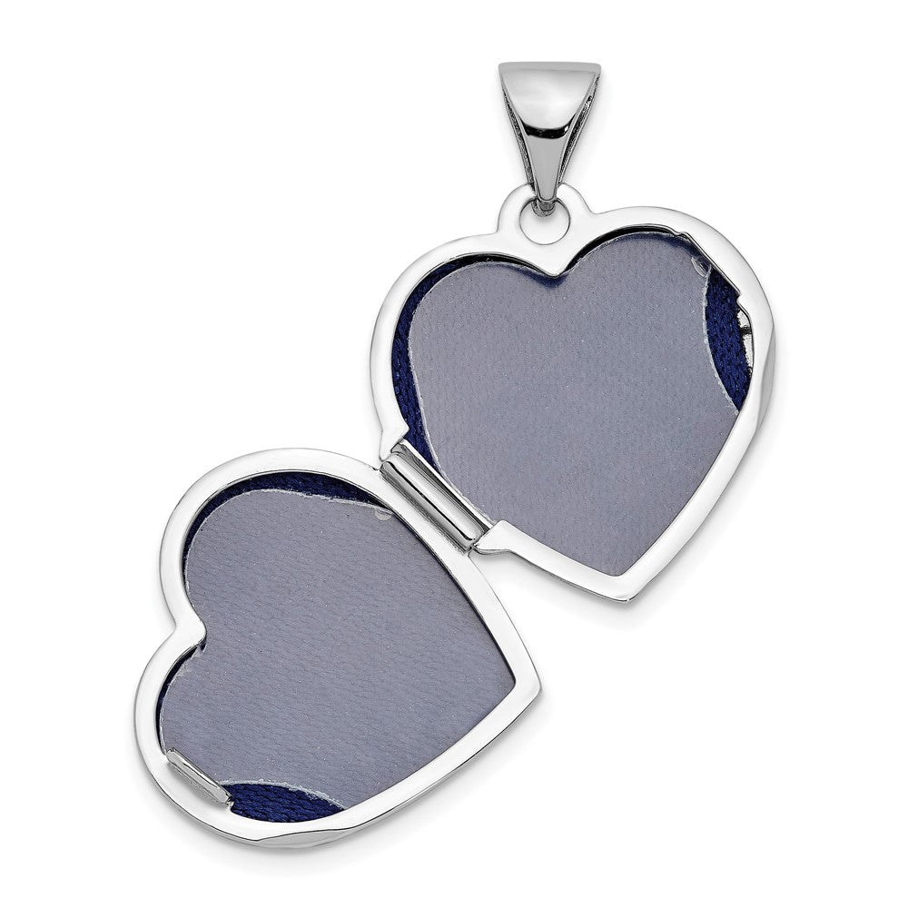 Sterling Silver Rhodium-plated 15mm Floral Heart Locket QLS905