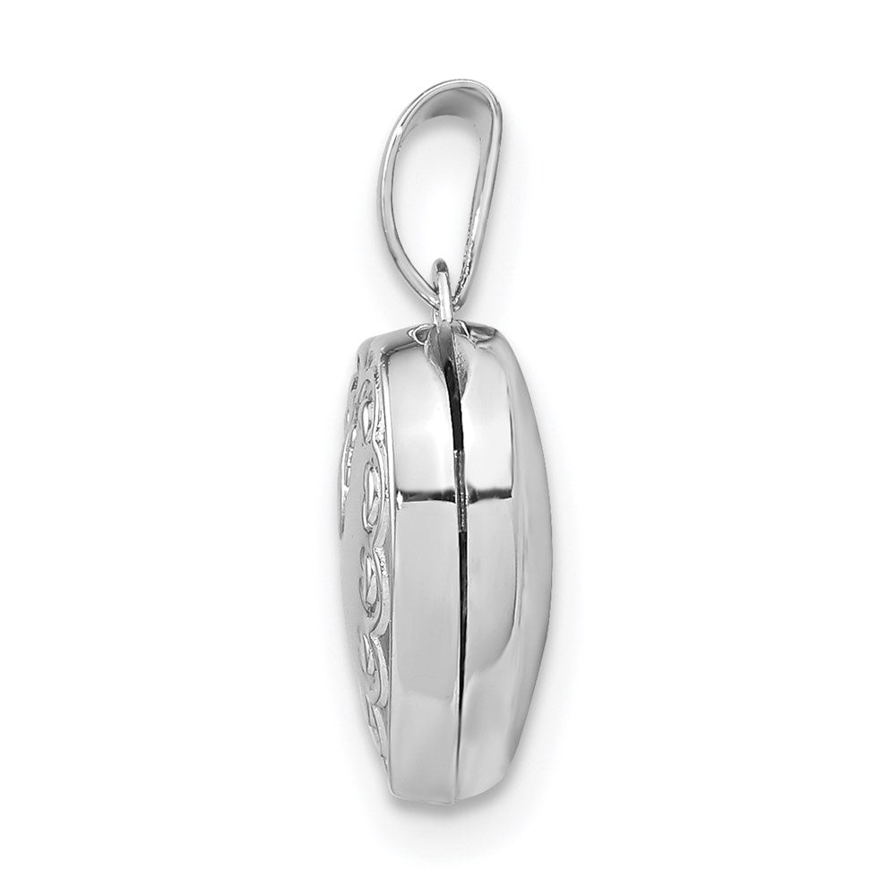 Sterling Silver Rhodium-plated 13mm Heart Locket QLS907