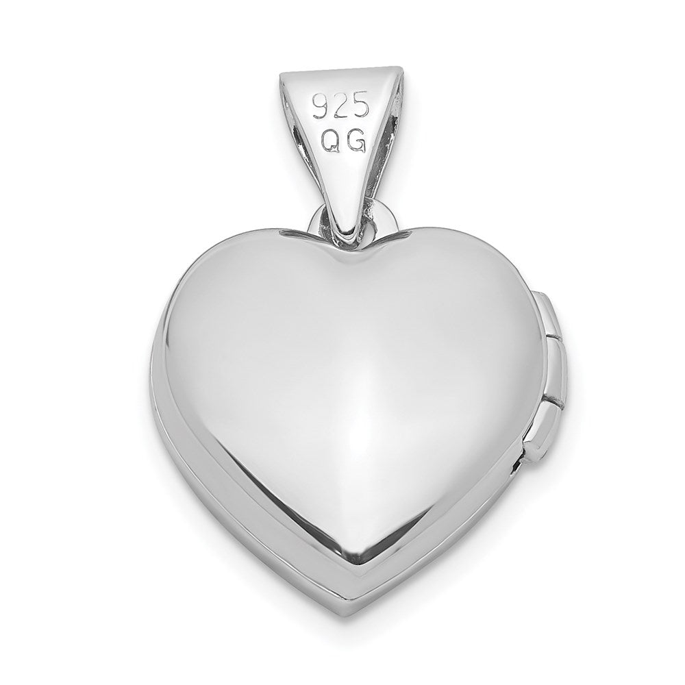 Sterling Silver Rhodium-plated 13mm Heart Locket QLS907