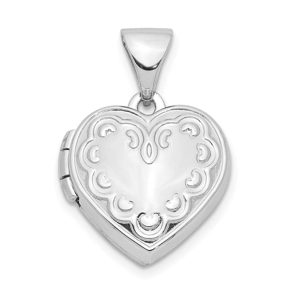Sterling Silver Rhodium-plated 13mm Heart Locket QLS907