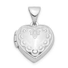 Sterling Silver Rhodium-plated 13mm Heart Locket QLS907