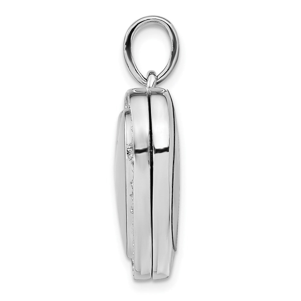 Sterling Silver Rhodium-plated CZ 23mm Heart Locket QLS917