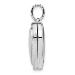 Sterling Silver Rhodium-plated CZ 23mm Heart Locket QLS917