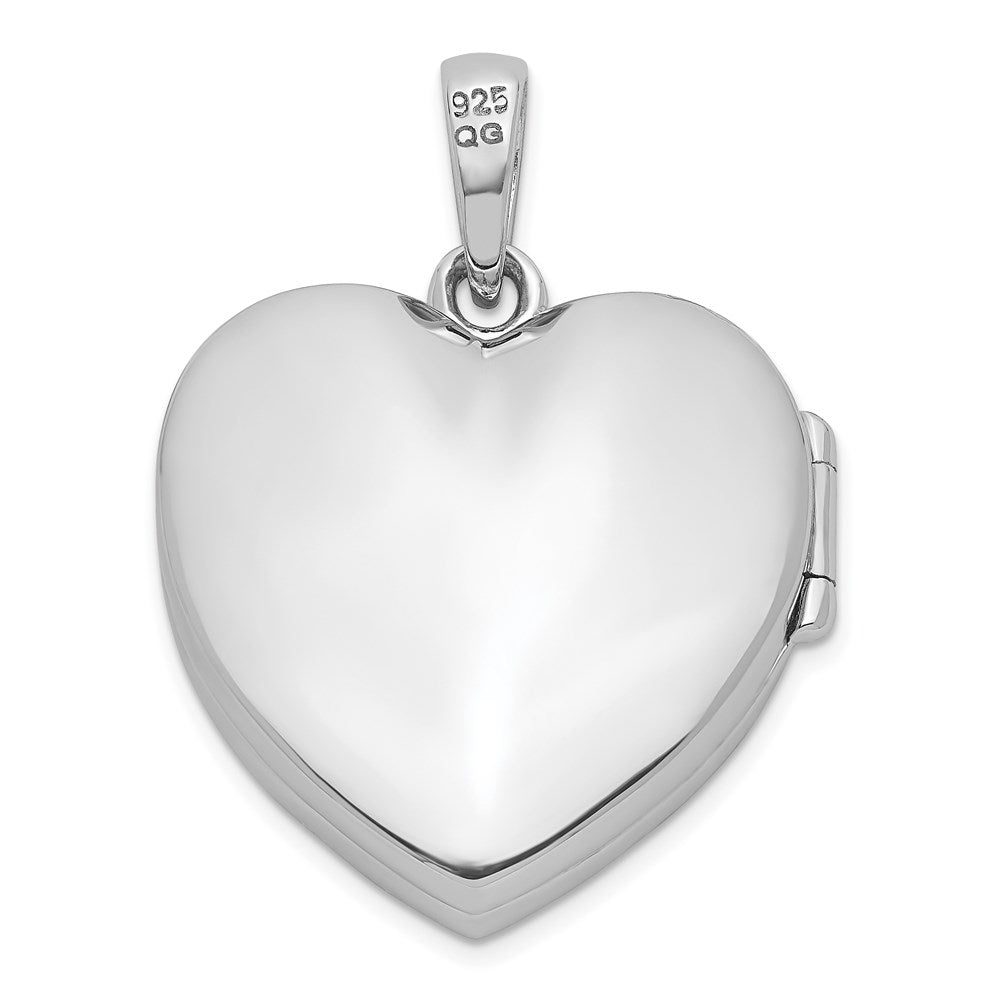 Sterling Silver Rhodium-plated CZ 23mm Heart Locket QLS917