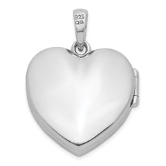 Sterling Silver Rhodium-plated CZ 23mm Heart Locket QLS917