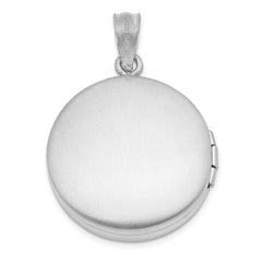 Sterling Silver Rhodium 20mm Grooved & Polished Pawprint Round Locket QLS918
